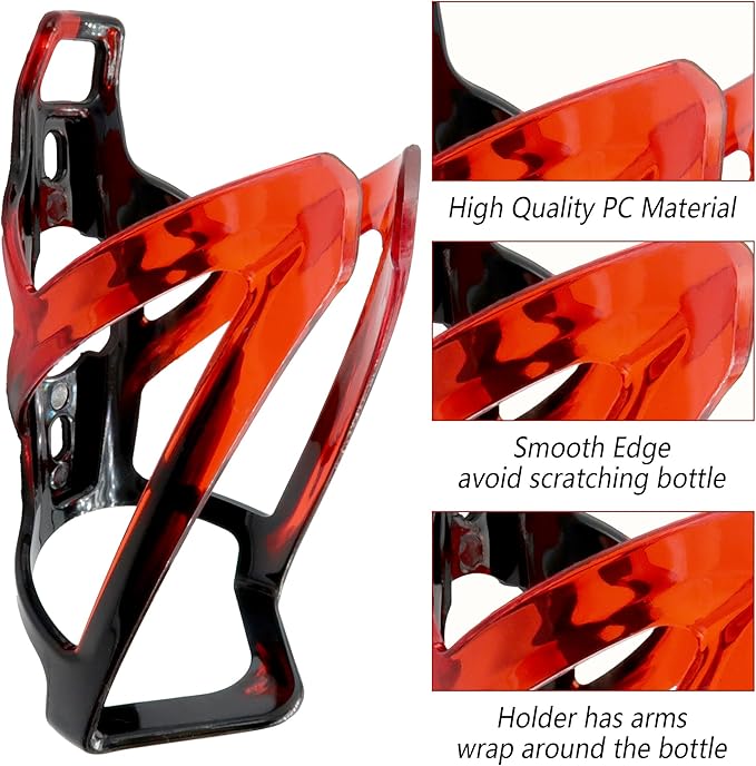 2PCS Bike Water Bottle Holder, Bicycle Water Bottle Cage, Universal Bike Cup Holder for Bicycle, Cycling, Road/Mountain Bikes, Black Red
