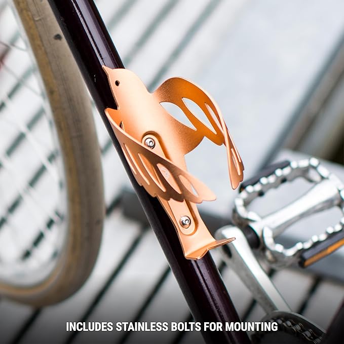 Portland Design Works Water Bottle Cage - Lightweight Water Bottle Holder for Bikes, Sparrow Cage, Copper