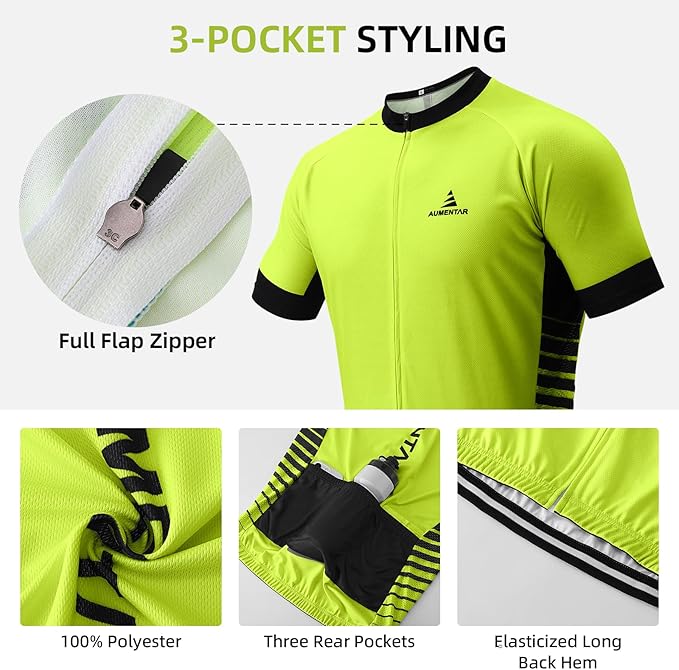 Men's Cycling Bike Jersey Long Sleeve - Moisture Wicking, Breathable, Quick Dry Biking Shirt Full Zipper