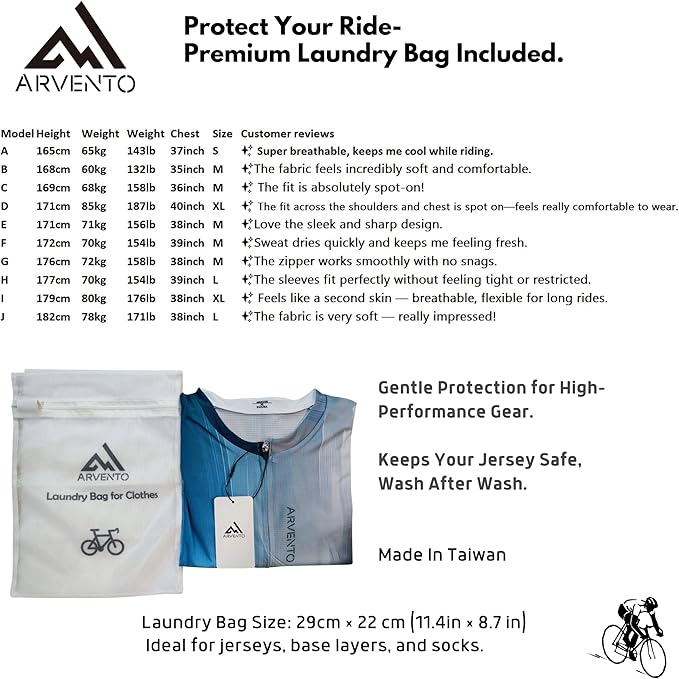 ARVENTO Unisex Cycling Jersey – Performance Fit, Breathable & Quick-Dry Short-Sleeve Road Jersey, 3 Rear Pockets
