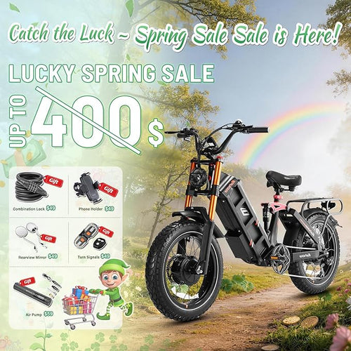 2025 eAhora Juliet Pro 2 5400W/1200W 43/34MPH Dual Motor | 60V 70Ah/52V 60Ah 200-220+Miles Long Range Ebike for Delivery and Commuting | 20'' Fat Tire Full Suspension Electric Bike for Adults