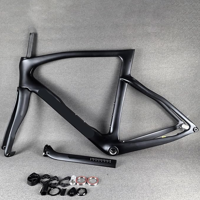 Full Carbon Fiber 700C Road Bike Frameset with Fork and Handlebar 43/46.5/50/51.5/53/54/55/56cm Bike Frame Disc Brake Thru Axle F12x100mm/R12x142mm