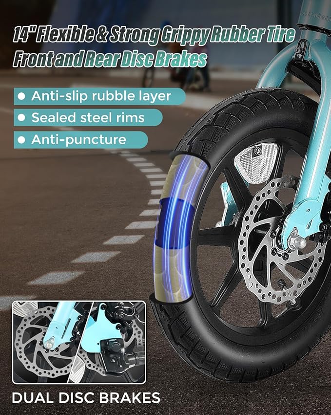 ANCHEER 14” Folding Electric Bike for Adults, 20MPH Ebike with 350W Motor[Peak 500W], 48V 374Wh Battery, Cruise Control, UL2849 Compliant Electric Bicycle, Compact Electric Mini Bike for Teens