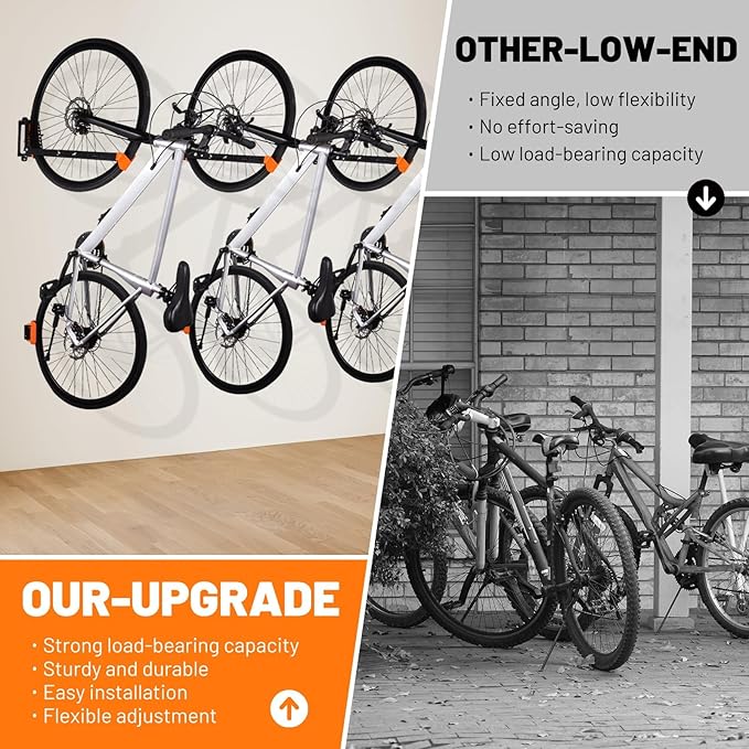Swivel Bike Rack Wall Mount, 1 pcs Bike Hanger Wall Mount, Wall Space-Saving Vertical Bike Hanger, Sturdy Bike Storage Rack, Indoor Bicycle Hooks