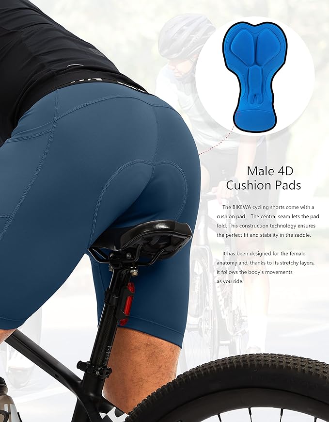 Men's 4D Padded Bike Shorts Cycling Underwear Biking Bicycle Padding Shorts for Men Side Pockets