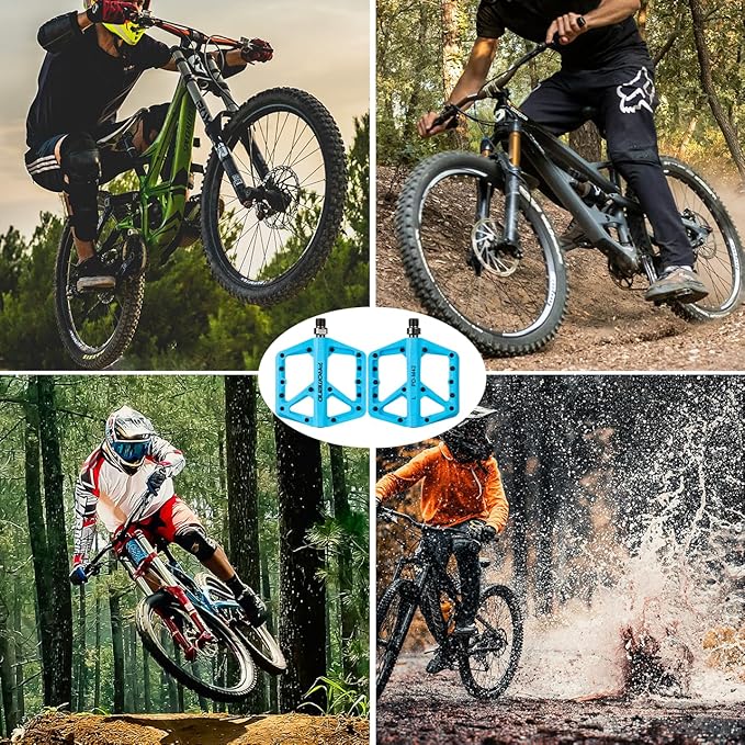 Mountain Bike Pedals - Durable Nylon DU Bearing Platform Pedals for MTB and BMX