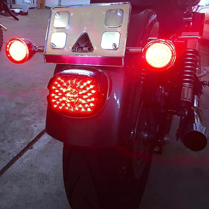 Rogue Rider Industries - Rear Motorcycle LED Turn Signals ONLY (1156) - BLACK LABEL SPECIAL EDITION - Flashing Red LED Turn Signal Lights - 1156 Rear Replacement Lights for HARLEY DAVIDSON SigZ