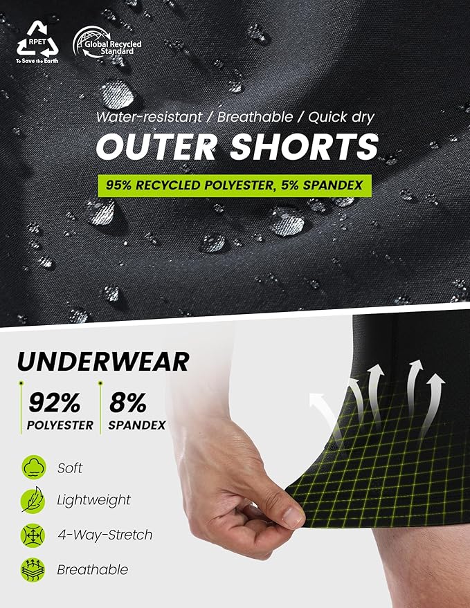 Nepest Men’s 4D Padded Mountain Bike Shorts MTB Cycling Biking Bicycle Riding Shorts with Zipper Pockets