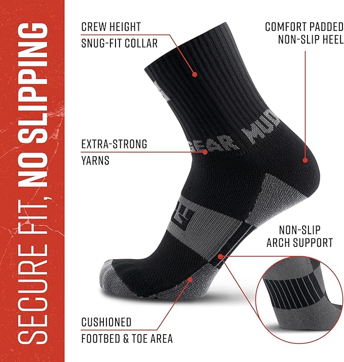 Crew Length Trail Running Socks, Quick-Drying Mid-Calf Socks with Arch Support, Sweat-Resistant, Breathable Athletic Socks