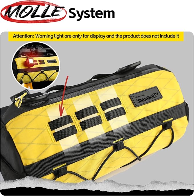 Rhinowalk Bike Handlebar Bag Waterproof Bicycle Front Bag Frame Storage Roll Bag Mountain Road Bikes Commuter Shoulder Bag Professional Cycling Accessories-Yellow