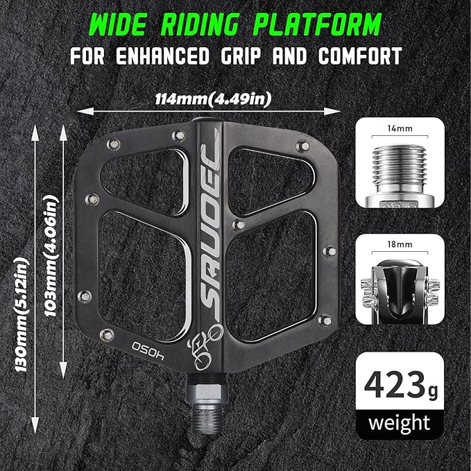 Lightweight Bike Pedals - Non-Slip Mountain and Road Bicycle Pedals for BMX