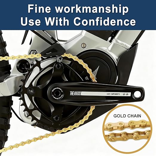 10 Speed Gold Bike Chain 1/2" x 3/32" 116 Links Bicycle Chain for Road Mountain Folding Racing Cycling Bikes (Gold-10 Speed)