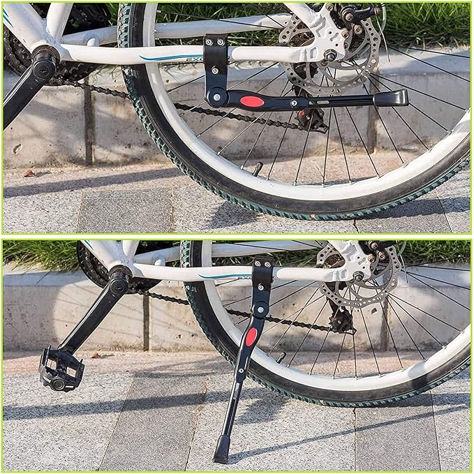 Bike Kickstand, Adjustable Aluminum Alloy Bicycle Kickstand for Road Mountain Bike, Fit 20" 24" 26", Black