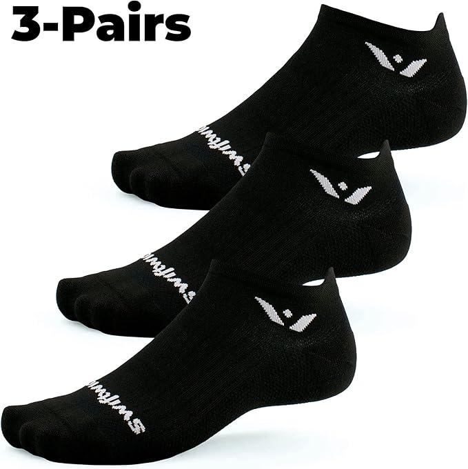Swiftwick- ASPIRE (3 Pairs) No-Show Running Socks, Cycling Socks, Compression Fit