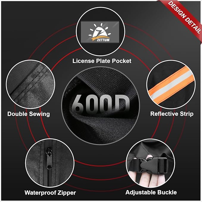 Zettum Bike Cover for Transport 1 Bike - 600D Travel Bike Covers for Bikes on Rear Bike Rack Waterproof & Heavy Duty, Outdoor Full Bicycle Rack Cover for Single Bikes on Car Hitch Storage
