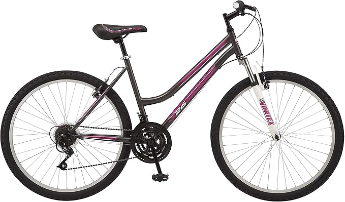 Pacific Mountain Sport Bike, 24 or 26 inch Mountain Bike for Youth and Adults, 18 Speed, Steel Frame, Knobby Tires, Front Suspension Fork, Twist Shifters, Linear Pull Brakes, Youth and Adult Bicycle