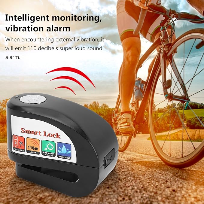 Motorcycle Lock, Disc Brake Lock with 115db Alarm Sound, Bluetooth Heavy Duty Motorcycle Locks Anti Theft for Motorcycles Wheel Lock, Rain Proof Scooter Dirt Bike Lock