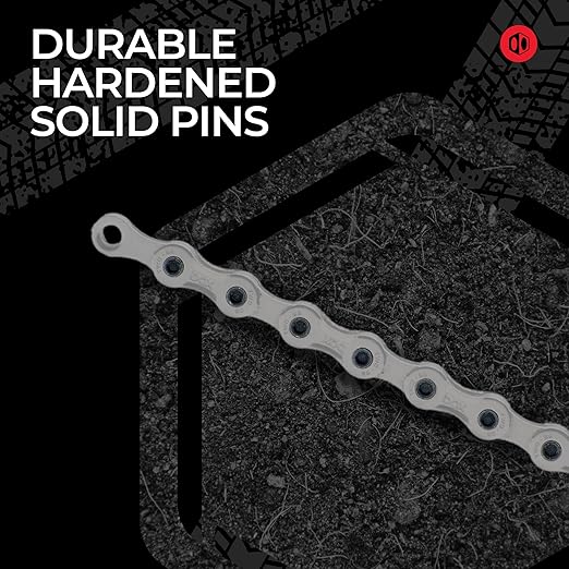 Box Two Prime 9 Mountain Bike Chain 126L Finish Nickel E-Bike/Non E-Bike Single Speed Bicycle Chain Mountain Racing Cycling | MTB 11/12 Speed Wide Narrow/BMX 3/32”
