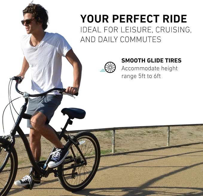sixthreezero EVRYjourney Men's Steel Beach Cruiser Bike, Hybrid Bicycle with Rear Rack and Fenders, 26-Inch Wheels, Multiple Speed Options and Color Options