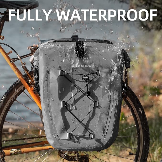 ROCKBROS Bike Panniers Waterproof Bike Rear Rack Bag Max 30L Large Capacity Bike Rear Panniers for Cycling Traveling Commuting 1 Pack