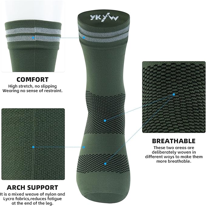 YKYWBIKE Cycling Socks for Men Women-Athletic Crew Bike Socks,Compression Biking Socks for Men Cycling,MTB Riding Socks
