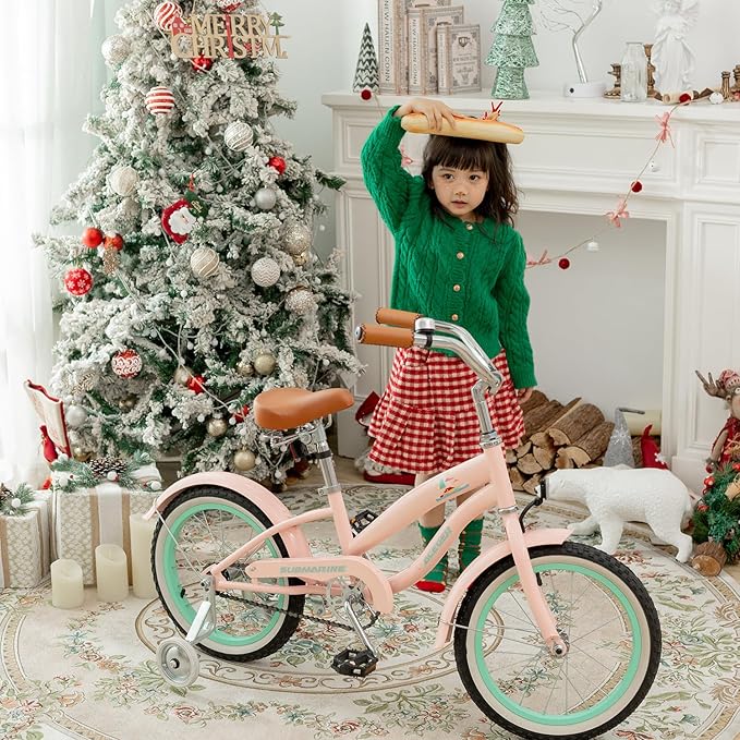 ACEGER Girls Beach Cruiser Bike for Kids 5-13 Years Old, 16" 18" 20" 24" Single Speed Kids Bicycle Included Coaster Brake, Front and Rear Reflectors, 24" 7 Speeds with Dual Brakes