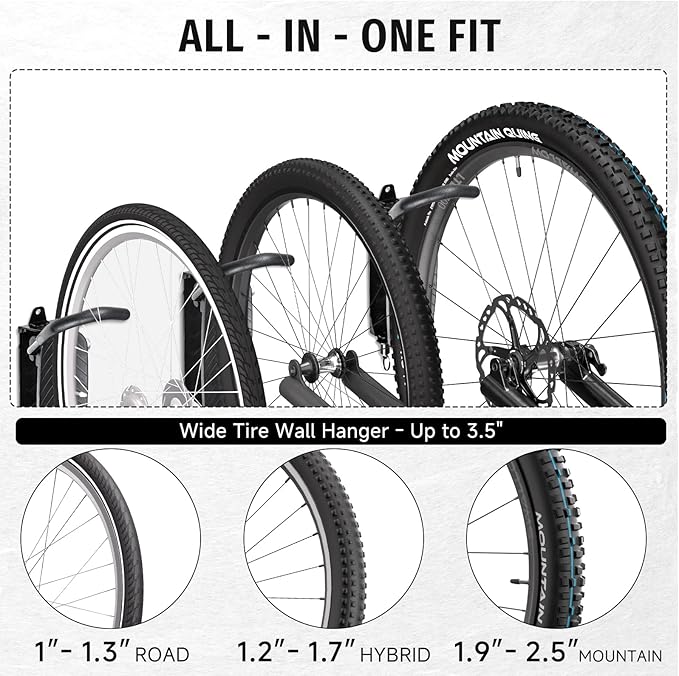 Bike Rack Garage,Bike Wall Mount, 150° Swivel & Space-Saving Vertical Bike Hangers for Storage, Sturdy Bike Stand Holds Up to 66lbs, Easy to Install, 2 Pack