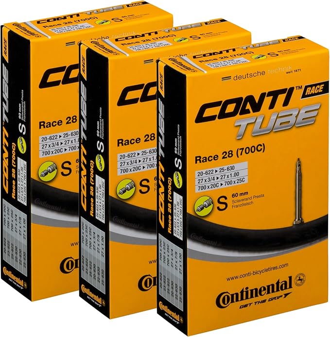 Continental Race 28 700 x 20-25c Bike Inner Tubes (Pack of 3) - Presta 60mm Long Valve