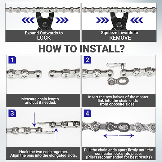 BlueStars 9 Speed Bike Chain 1/2 x 11/128 Inch (116 Links) with Quick Link - Anti-Rust Bicycle Chain - for MTB/Road/Gravel/Cyclocross Bikes - Compatible with Shimano SRAM Campagnolo