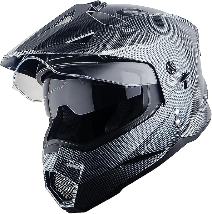 1Storm Dual Sport Motorcycle Motocross Off Road Full Face Helmet Dual Visor: HF802