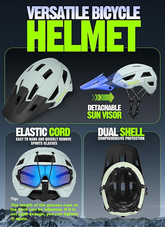 Mountain Bike Helmet for Adults & Youth Lightweight Impact-Resistant with Adjustable Dial & Removable Visor Unisex Helmet for Mountain Biking Bicycle Clcying