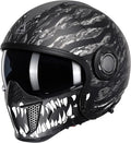 TRIANGLE Full Face Motorcycle Helmets,Off-Road Motocross Helmet for Men & Women,Dual Visor with Internal Tinted Sunshield,Open Face 3/4 Adult Racing Helmet DOT Approved(L)