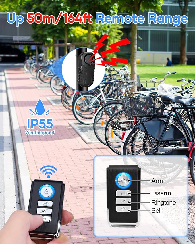 Cruxer Bike Alarm Remote Motion Sensor System, Motorcycle Alarm with Remote, 110dB Loud Anti Theft, Wireless Waterproof Vibration Security Alarm for Vehicle&Car&Trailer-2PK