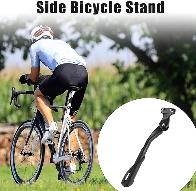 X AUTOHAUX Fit 24-29 Inch Bicycles Adjustable Bicycle Stand with Central 2 Holes Non-Slip Side Stand Kickstand Bicycle for Mountain Bike E-Bike Trekking