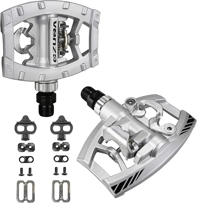 Venzo Dual Function Platform Multi-Use Compatible with Shimano SPD Mountain Bike Bicycle Sealed Clipless Pedals - Dual Platform Multi-Purpose - Great for Touring, Road, Trekking Bikes