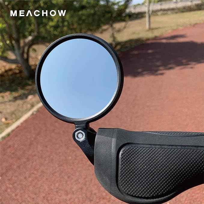 MEACHOW Bar End Bike Mirror [Upgraded Version] Scratch Resistant Glass Lens,HD,Safe Rearview Mirror,ME-001
