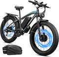 Qianchice Dual Motor Electric Bike for Adults-5000W Peak, 52V 36AH Battery, 40-45MPH 100 Miles Long Range Ebike, Fat Tire 26*4.0Inch, 21-Speed Hydraulic Brake, Electric Bicycles for Mountain Commuter