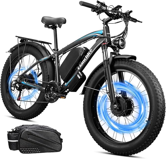 Qianchice Dual Motor Electric Bike for Adults-5000W Peak, 52V 36AH Battery, 40-45MPH 100 Miles Long Range Ebike, Fat Tire 26*4.0Inch, 21-Speed Hydraulic Brake, Electric Bicycles for Mountain Commuter