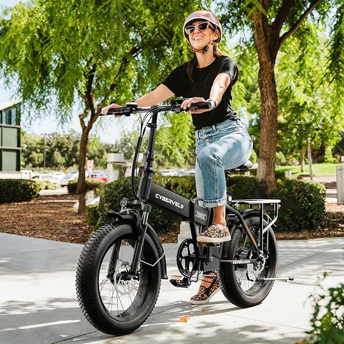 YorkE 1000W Folding Electric Bike, 48V 20AH Large Removable Battery E Bike, 30+MPH, 80 Miles Max Range, 20" Fat Tire Electric Bike for Adults, Adult Electric Bicycles for Commute, 7-Speed