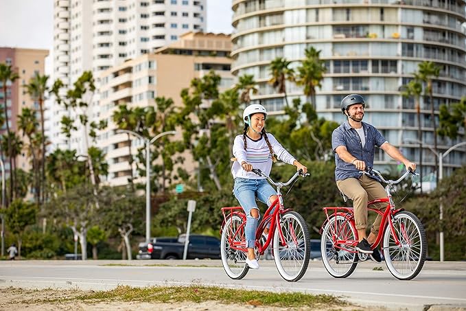 Schwinn Sanctuary 7 Cruiser Bike, 26 Inch Bike for Women and Men, 7-Speed Beach Cruiser Bicycle, Linear Pull Brakes, Comfortable Padded Seat, Upright Riding Position, Adult Bicycle