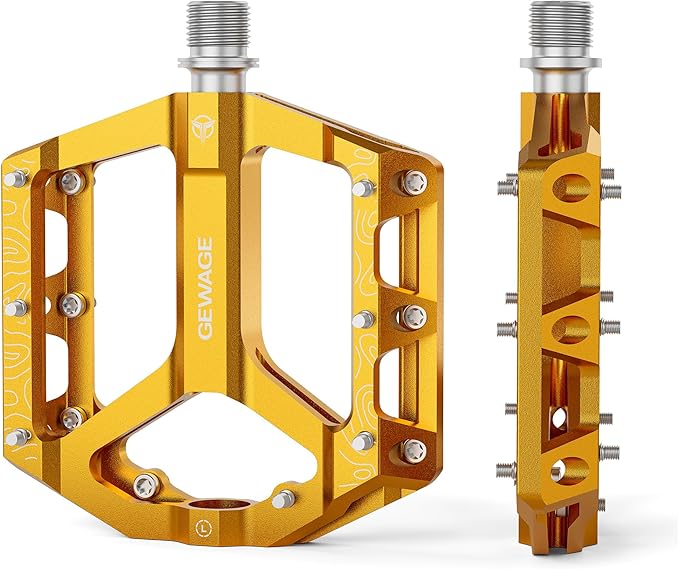 Road/Mountain Bike Pedals -Non-Slip Bicycle Flat Pedals Aluminum 9/16" - 3 Sealed Bearing Lightweight Platform Pedals for Road Mountain BMX MTB Bike