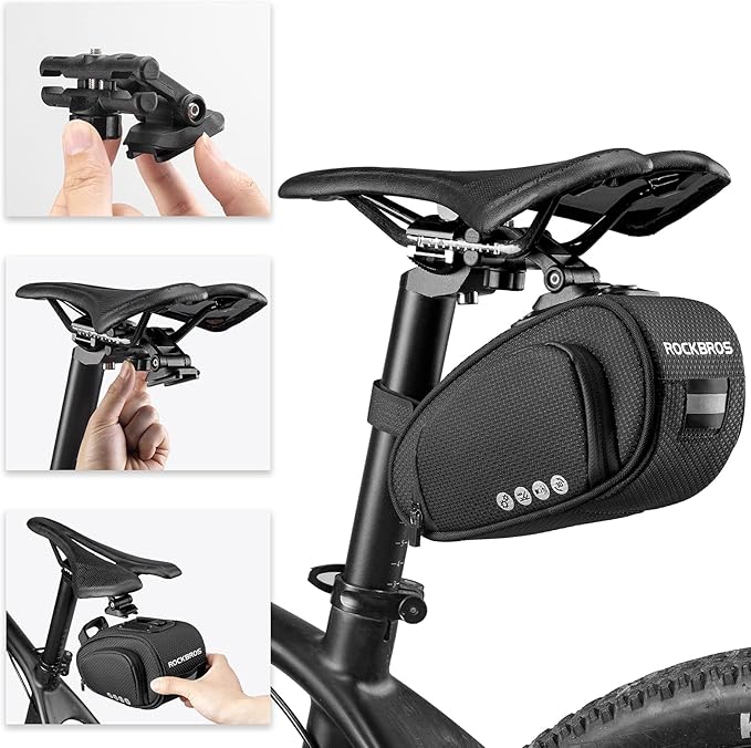 ROCKBROS Bike Saddle Bag Bike Bag Under Seat Bag Bicycle Seat Pack Pouch for Cycling Adjustable Mounting