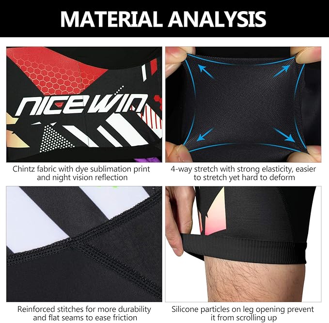 Men's Cycling Shorts Anti-Slip Leg 4D Padded Bike Shorts with 3-Pockets Breathable Biking Bicycle Motorcycle Half-Pants