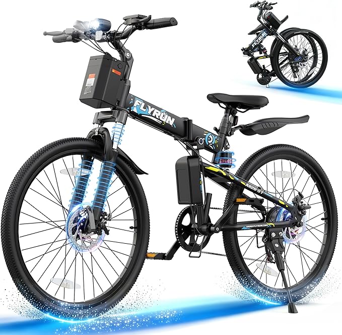 Electric Bike for Adults - Peak 750W 26''Folding Ebikes, Commuter Ebicycles with 48V Removable Battery, Up to 20+ MPH 50+ Miles, Dual disc Brakes & Dual Hydraulic Suspension