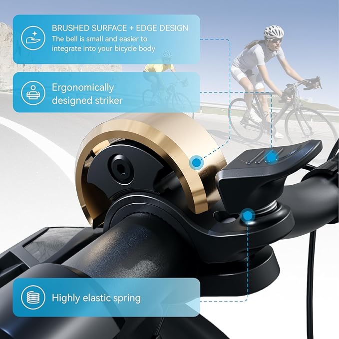 Greallthy Bike Bell, Aluminum Alloy Bicycle Bell with Clear Loud Sound, Bike Bells for Adults and Kids, Sturdy and Compact Bell Fits 0.75-1in(19-25.4mm) Handlebar for Mountain, Road Bikes.