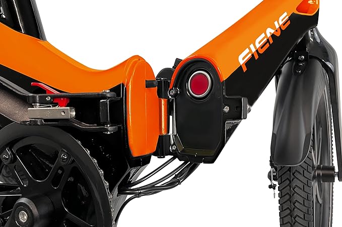 BLAUPUNKT FIENE 20 Inch Folding Electric Bike, Pedal and Throttle Assist, Foldable Step-Through Frame, UL Certified eBike for Adults, Orange/Black
