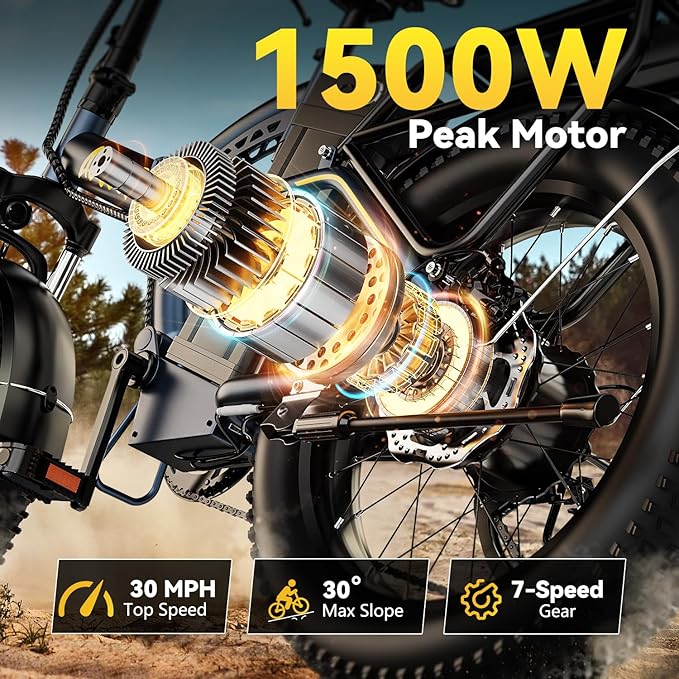 1000W Folding Electric Bike,48V 20AH Removable Battery E Bike,30+MPH,80 Miles Max Range Electric Bike for Adults,20" Fat Tire Foldable ebike,Adult Electric Bicycle for Commute Beach Snow