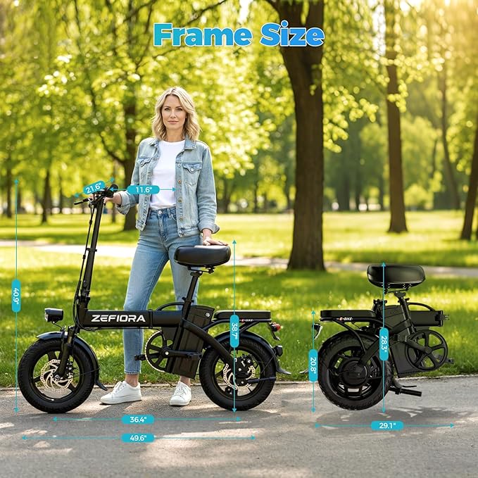 Electric Bike for Adults Teens, 800W Peak Motor, 25MPH Folding Ebike, 30 Miles, 48V 10AH Removable Battery, 14" Foldable Electric Mini Bike for Commute Outdoor