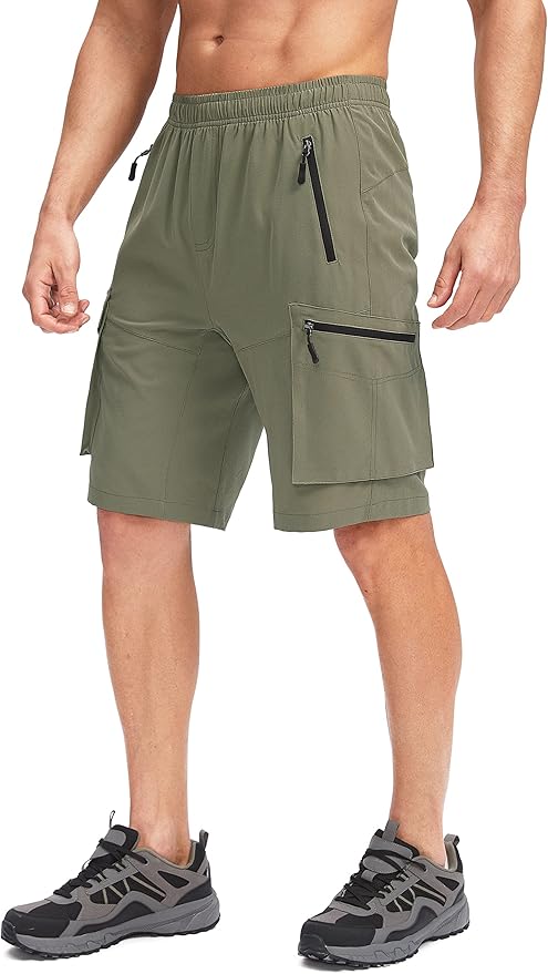 Bikewa Men's Mountain Bike Shorts 3D Padded Loose-fit Biking Riding Cycling Bicycle Biker Shorts Zipper Pockets