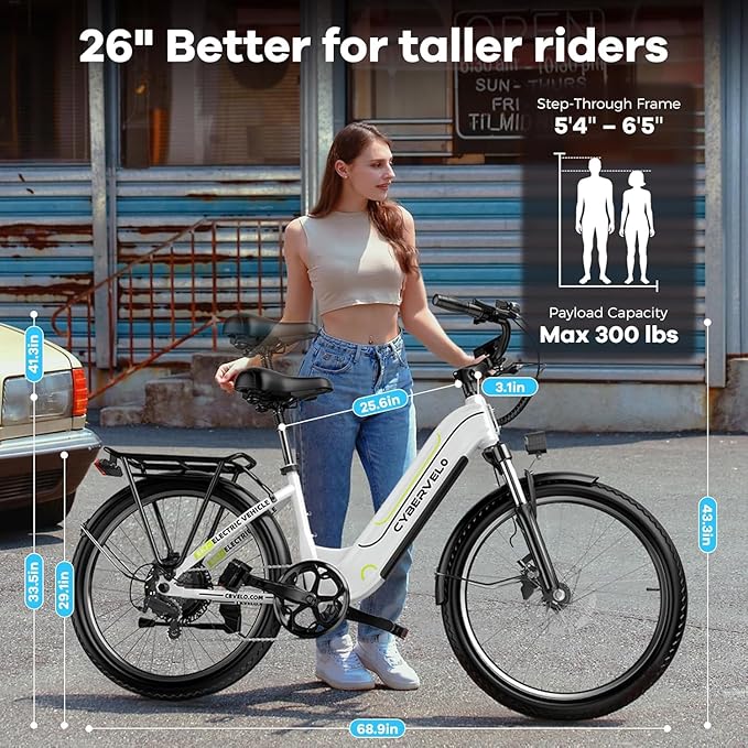 YorkE 26“ Electric Bike for Adult,1000W Peak, up 80 Miles Removable Battery Ebike,Adult Electric Bicycles for All Terrain,Men Women E Bike, 7-Speed